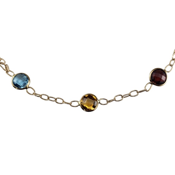 14 Karat Yellow Gold Multicolored Gemstone Ankle Bracelet #18958 - Picture 3 of 6